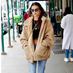 I.AM.GIA Camel Teddy Sherpa Zip-up Jacket